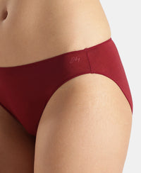 Medium Coverage Micro Modal Elastane Stretch Bikini With Concealed Waistband and StayFresh Treatment - Pomegranate
