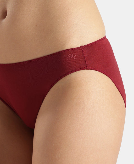 Medium Coverage Micro Modal Elastane Stretch Bikini With Concealed Waistband and StayFresh Treatment - Pomegranate