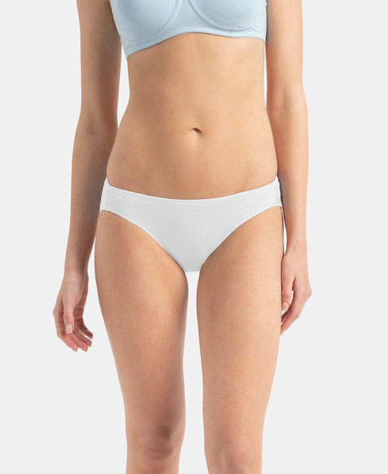 Medium Coverage Micro Modal Elastane Stretch Bikini With Concealed Waistband and StayFresh Treatment - White