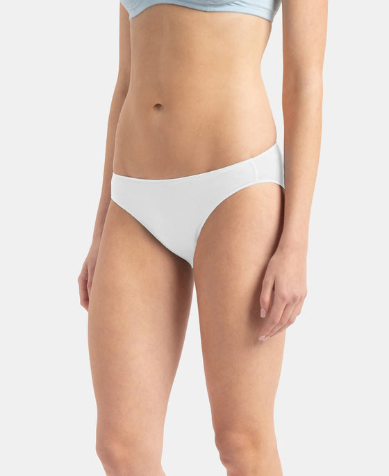 Medium Coverage Micro Modal Elastane Stretch Bikini With Concealed Waistband and StayFresh Treatment - White
