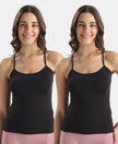 Micro Modal Elastane Stretch Camisole with Adjustable Straps and StayFresh Treatment - Black (Pack of 2)