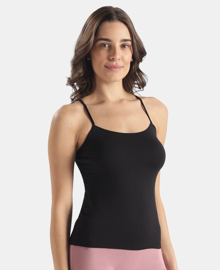 Micro Modal Elastane Stretch Camisole with Adjustable Straps and StayFresh Treatment - Black (Pack of 2)