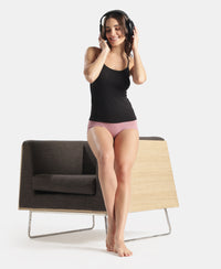 Micro Modal Elastane Stretch Camisole with Adjustable Straps and StayFresh Treatment - Black (Pack of 2)