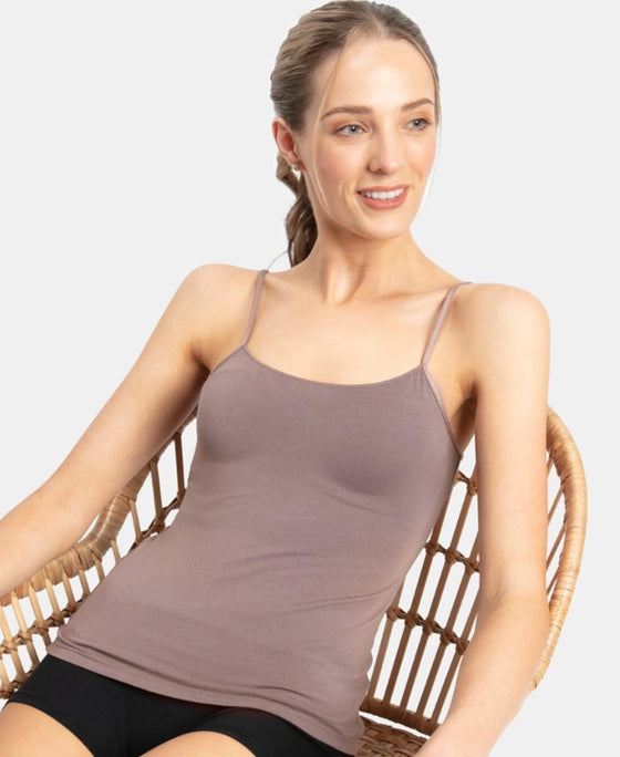 Micro Modal Elastane Stretch Camisole with Adjustable Straps and StayFresh Treatment - Deep Taupe