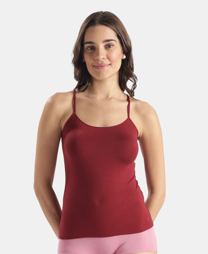 Micro Modal Elastane Stretch Camisole with Adjustable Straps and StayFresh Treatment - Pomegranate