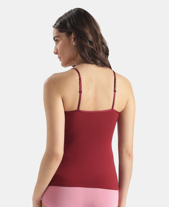 Micro Modal Elastane Stretch Camisole with Adjustable Straps and StayFresh Treatment - Pomegranate