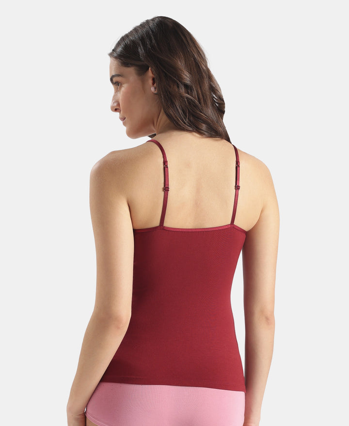 Micro Modal Elastane Stretch Camisole with Adjustable Straps and StayFresh Treatment - Pomegranate