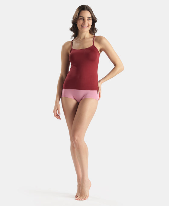 Micro Modal Elastane Stretch Camisole with Adjustable Straps and StayFresh Treatment - Pomegranate