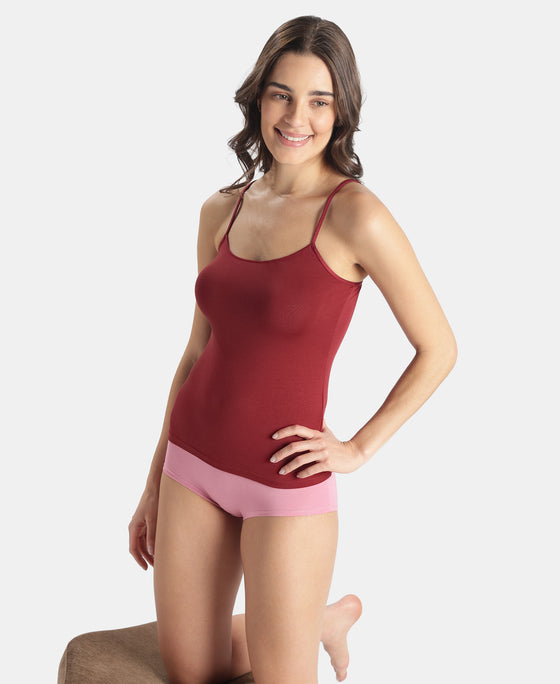 Micro Modal Elastane Stretch Camisole with Adjustable Straps and StayFresh Treatment - Pomegranate