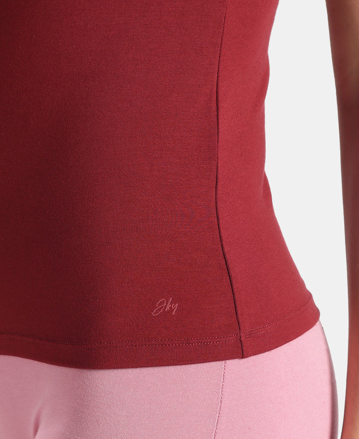 Micro Modal Elastane Stretch Camisole with Adjustable Straps and StayFresh Treatment - Pomegranate