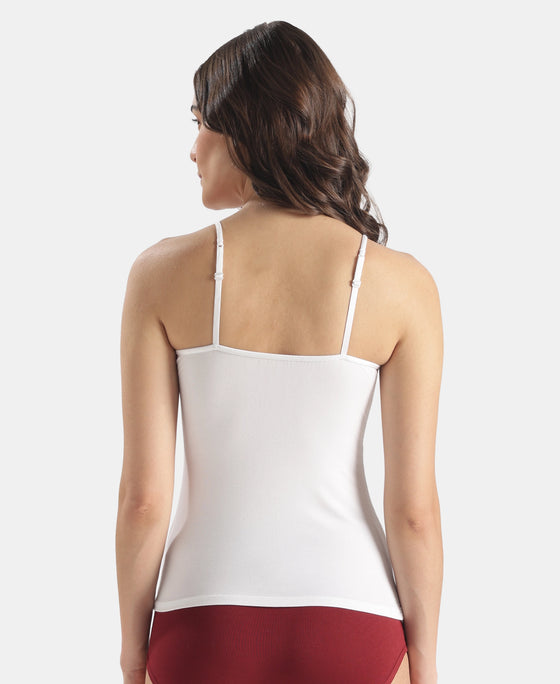 Micro Modal Elastane Stretch Camisole with Adjustable Straps and StayFresh Treatment - White (Pack of 2)