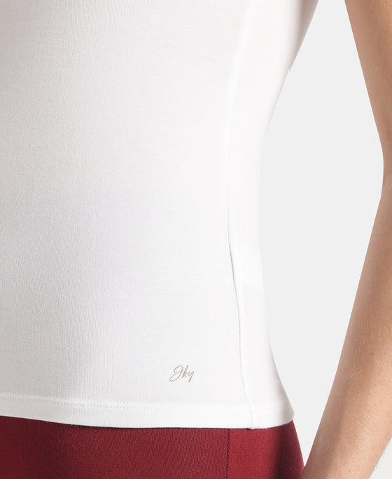 Micro Modal Elastane Stretch Camisole with Adjustable Straps and StayFresh Treatment - White (Pack of 2)