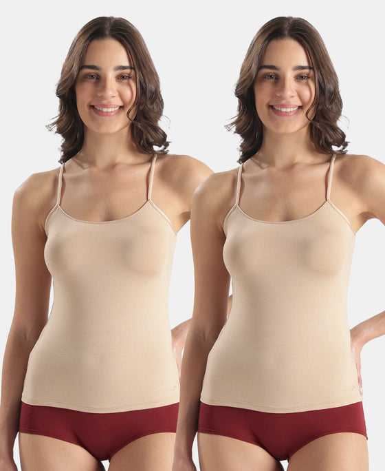 Micro Modal Elastane Stretch Camisole with Adjustable Straps and StayFresh Treatment - Skin (Pack of 2)