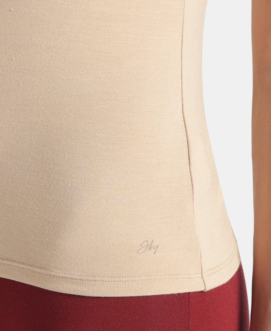 Micro Modal Elastane Stretch Camisole with Adjustable Straps and StayFresh Treatment - Skin (Pack of 2)