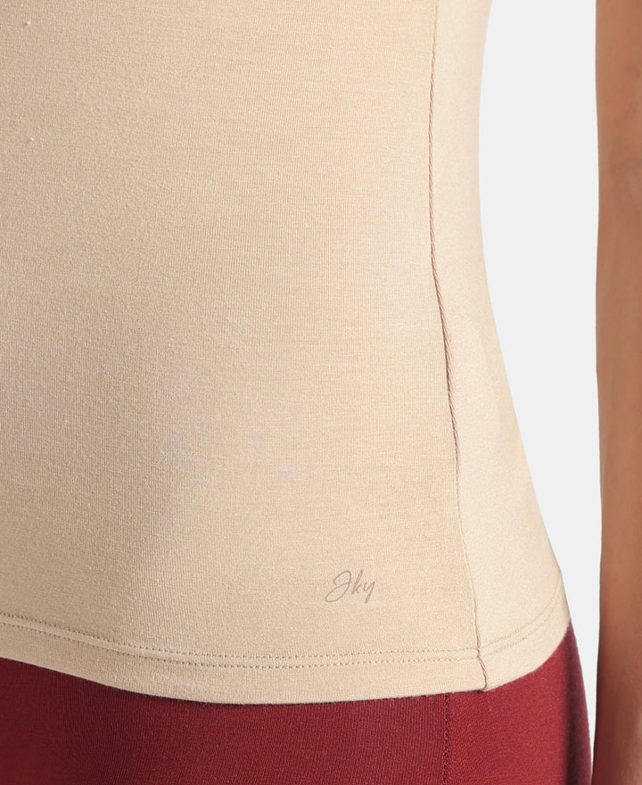 Micro Modal Elastane Stretch Camisole with Adjustable Straps and StayFresh Treatment - Skin (Pack of 2)