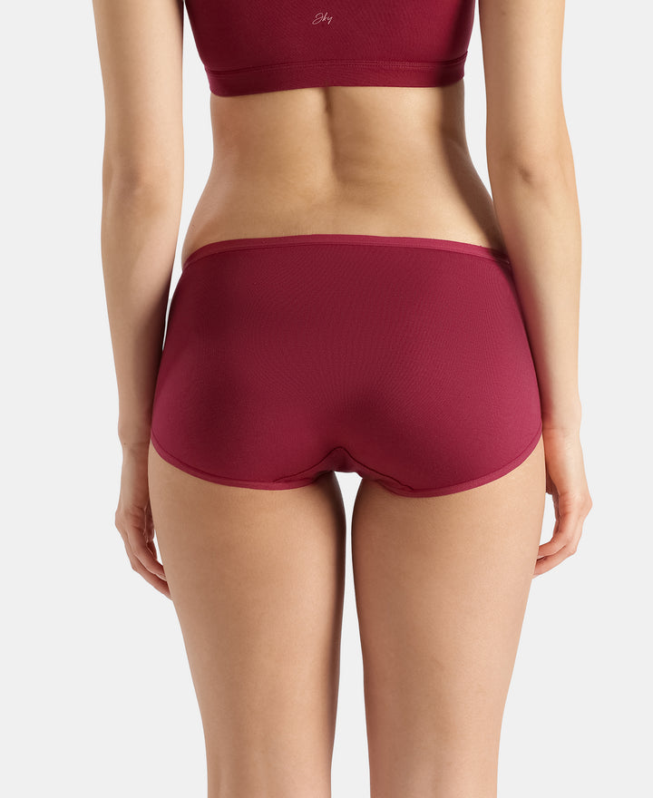 Full Coverage Micro Modal Elastane Stretch Full Brief With Exposed Waistband and StayFresh Treatment - Pomegranate