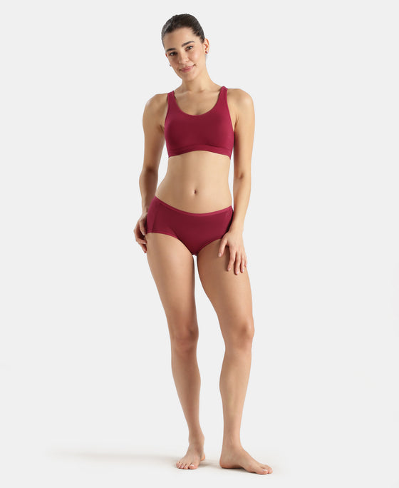 Full Coverage Micro Modal Elastane Stretch Full Brief With Exposed Waistband and StayFresh Treatment - Pomegranate