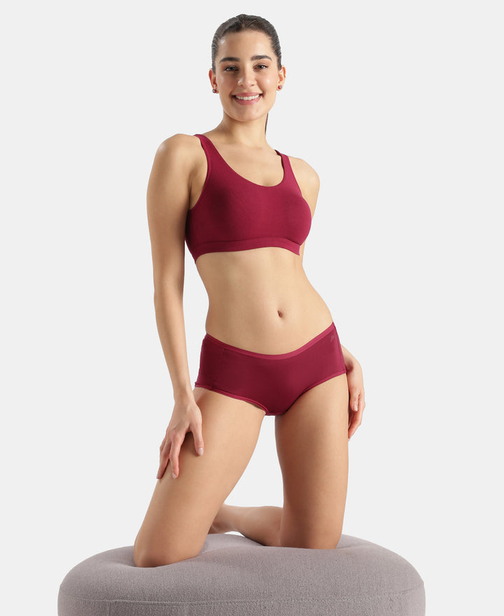 Full Coverage Micro Modal Elastane Stretch Full Brief With Exposed Waistband and StayFresh Treatment - Pomegranate