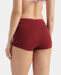 Full Coverage Micro Modal Elastane Stretch Boy Shorts with StayFresh Treatment - Pomegranate