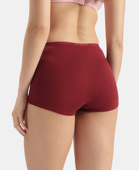 Full Coverage Micro Modal Elastane Stretch Boy Shorts with StayFresh Treatment - Pomegranate