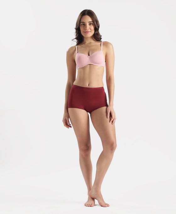 Full Coverage Micro Modal Elastane Stretch Boy Shorts with StayFresh Treatment - Pomegranate