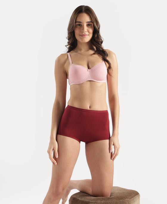 Full Coverage Micro Modal Elastane Stretch Boy Shorts with StayFresh Treatment - Pomegranate