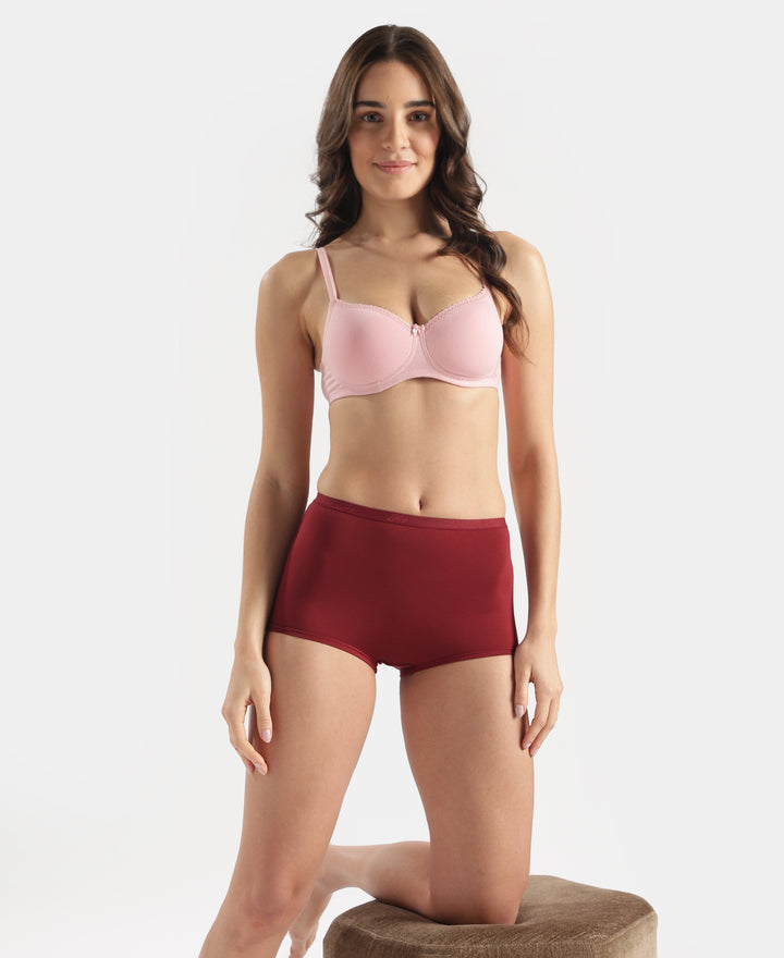 Full Coverage Micro Modal Elastane Stretch Boy Shorts with StayFresh Treatment - Pomegranate
