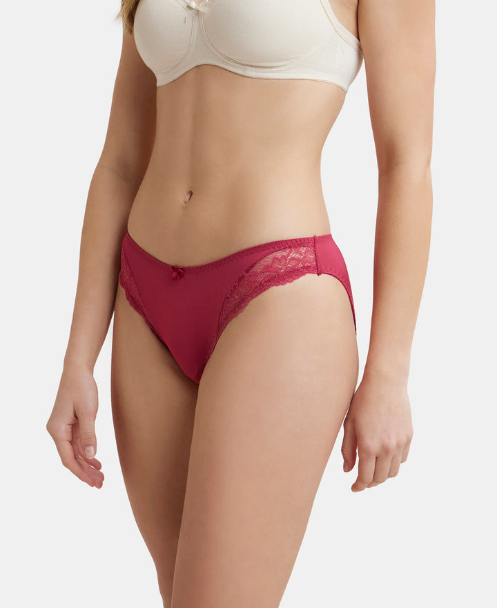 Medium Coverage Soft Touch Microfiber Elastane Stretch Lace Styled Bikini With StayFresh Treatment - Anemone