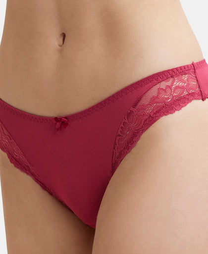Medium Coverage Soft Touch Microfiber Elastane Stretch Lace Styled Bikini With StayFresh Treatment - Anemone