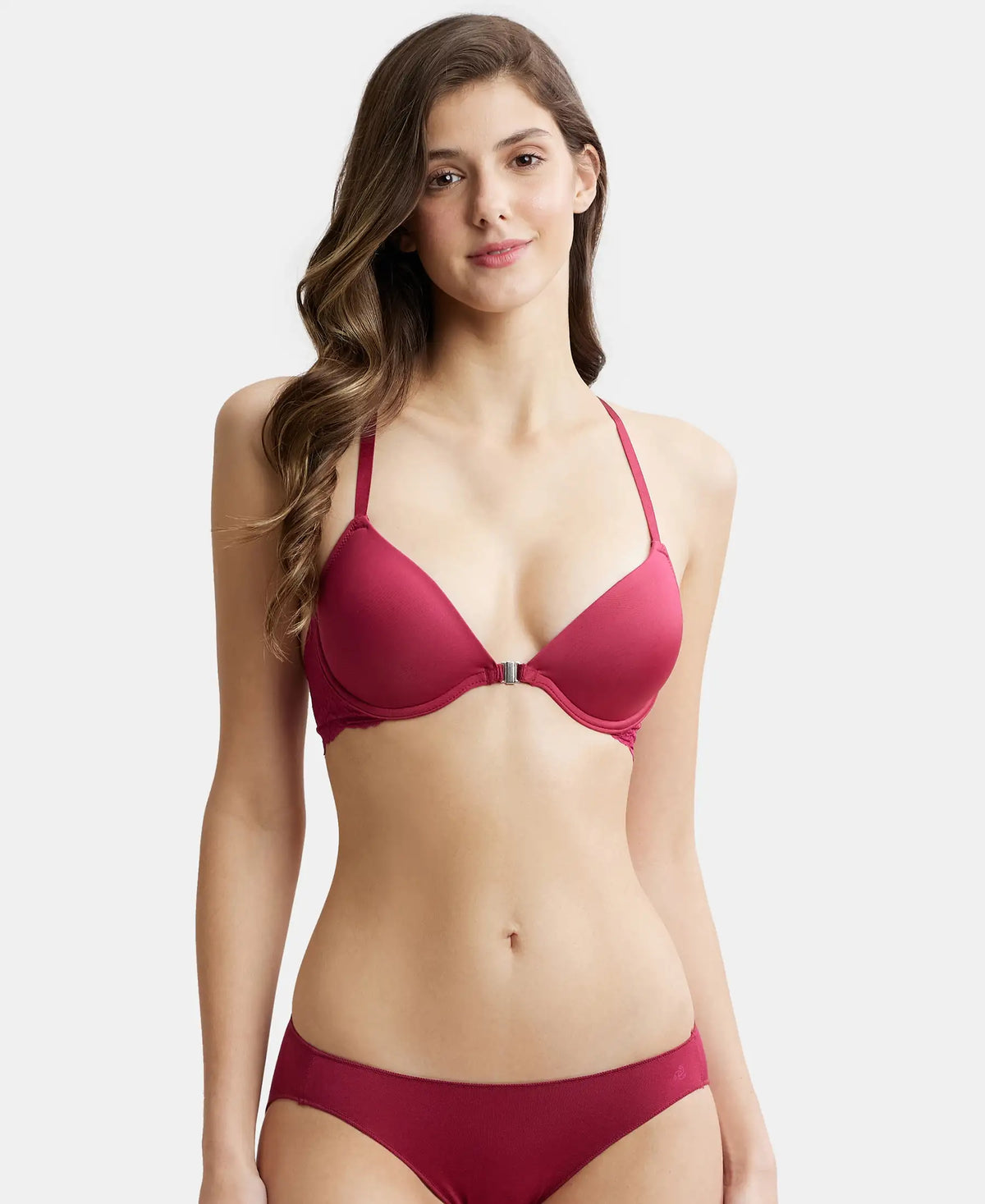 Under-Wired Padded Soft Touch Microfiber Elastane Stretch Full Coverage T-Shirt Bra with Lace Back Styling - Anemone