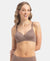 Wirefree Padded Soft Touch Microfiber Elastane Stretch Full Coverage T-Shirt Bra with Lace Styling - Deep Taupe