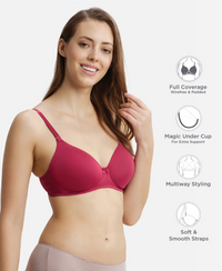Wirefree Padded Microfiber Elastane Stretch Full Coverage T-Shirt Bra with Magic Under Cup - Anemone