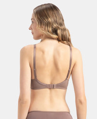 Wirefree Padded Microfiber Elastane Stretch Full Coverage T-Shirt Bra with Magic Under Cup - Deep Taupe