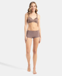 Wirefree Padded Microfiber Elastane Stretch Full Coverage T-Shirt Bra with Magic Under Cup - Deep Taupe