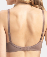 Wirefree Padded Microfiber Elastane Stretch Full Coverage T-Shirt Bra with Magic Under Cup - Deep Taupe