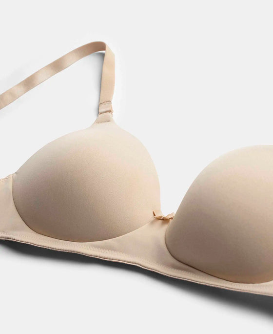 Wirefree Padded Microfiber Elastane Stretch Full Coverage T-Shirt Bra with Magic Under Cup - Light Skin