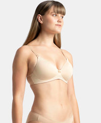 Wirefree Padded Microfiber Elastane Stretch Full Coverage T-Shirt Bra with Magic Under Cup - Light Skin