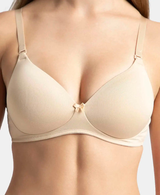 Wirefree Padded Microfiber Elastane Stretch Full Coverage T-Shirt Bra with Magic Under Cup - Light Skin