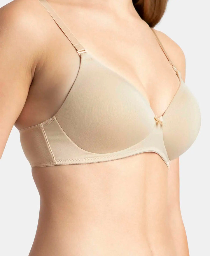 Wirefree Padded Microfiber Elastane Stretch Full Coverage T-Shirt Bra with Magic Under Cup - Light Skin