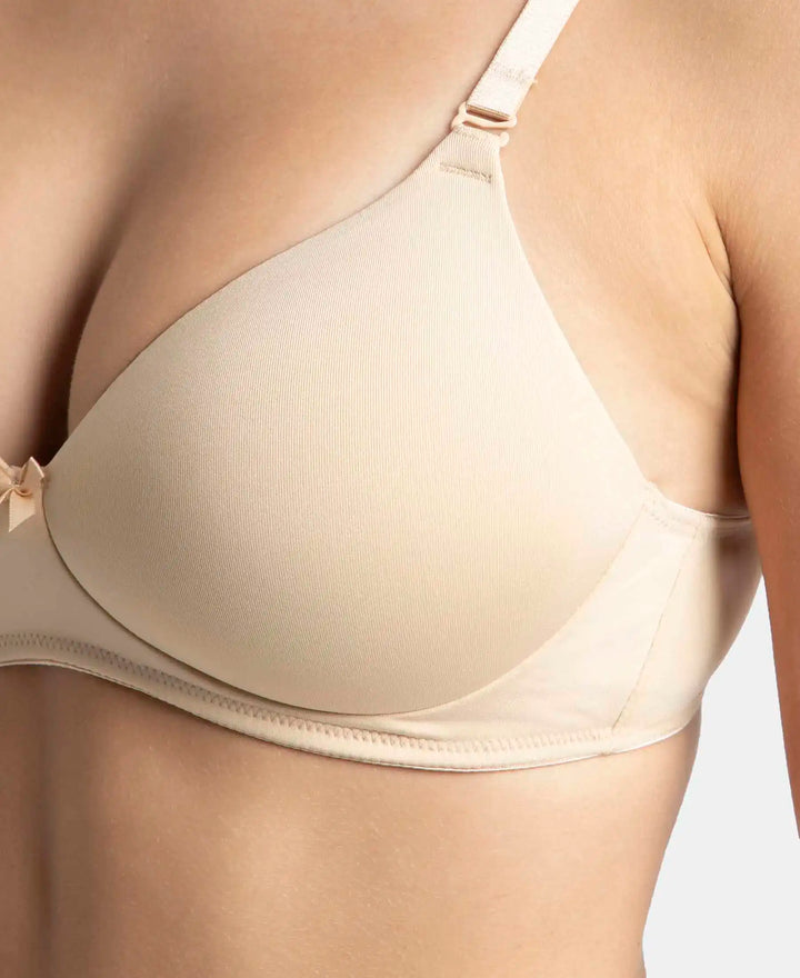 Wirefree Padded Microfiber Elastane Stretch Full Coverage T-Shirt Bra with Magic Under Cup - Light Skin