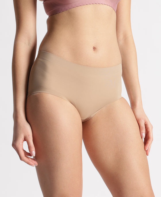 High Coverage Soft Touch Microfiber Elastane Stretch Full Brief with No Visible Pantyline - Almondine