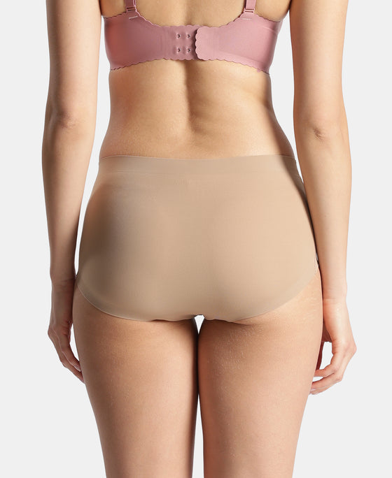 High Coverage Soft Touch Microfiber Elastane Stretch Full Brief with No Visible Pantyline - Almondine