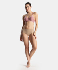 High Coverage Soft Touch Microfiber Elastane Stretch Full Brief with No Visible Pantyline - Almondine