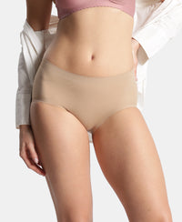 High Coverage Soft Touch Microfiber Elastane Stretch Full Brief with No Visible Pantyline - Almondine