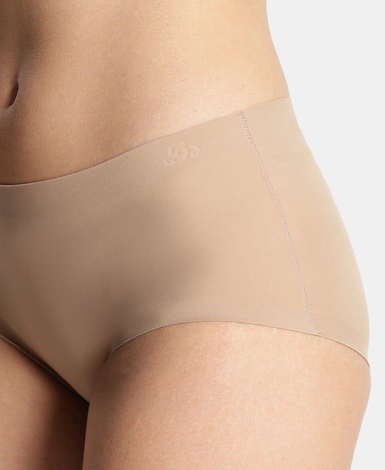 High Coverage Soft Touch Microfiber Elastane Stretch Full Brief with No Visible Pantyline - Almondine