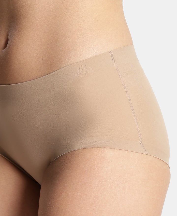 High Coverage Soft Touch Microfiber Elastane Stretch Full Brief with No Visible Pantyline - Almondine