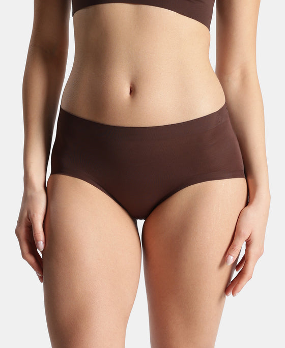 High Coverage Soft Touch Microfiber Elastane Stretch Full Brief with No Visible Pantyline - Chicory Coffee