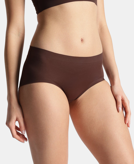 High Coverage Soft Touch Microfiber Elastane Stretch Full Brief with No Visible Pantyline - Chicory Coffee