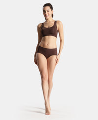 High Coverage Soft Touch Microfiber Elastane Stretch Full Brief with No Visible Pantyline - Chicory Coffee