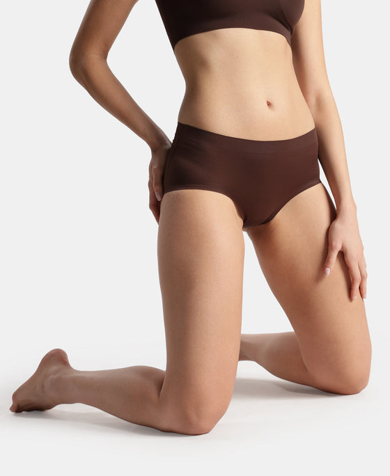 High Coverage Soft Touch Microfiber Elastane Stretch Full Brief with No Visible Pantyline - Chicory Coffee